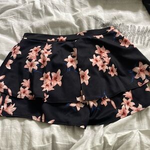 Floral skirt with attached shorts underneath